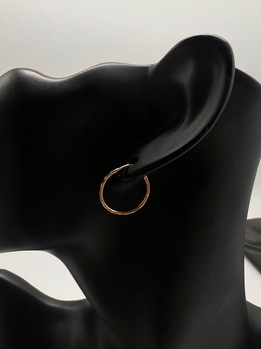 14k gold thin diamond cut small hoops