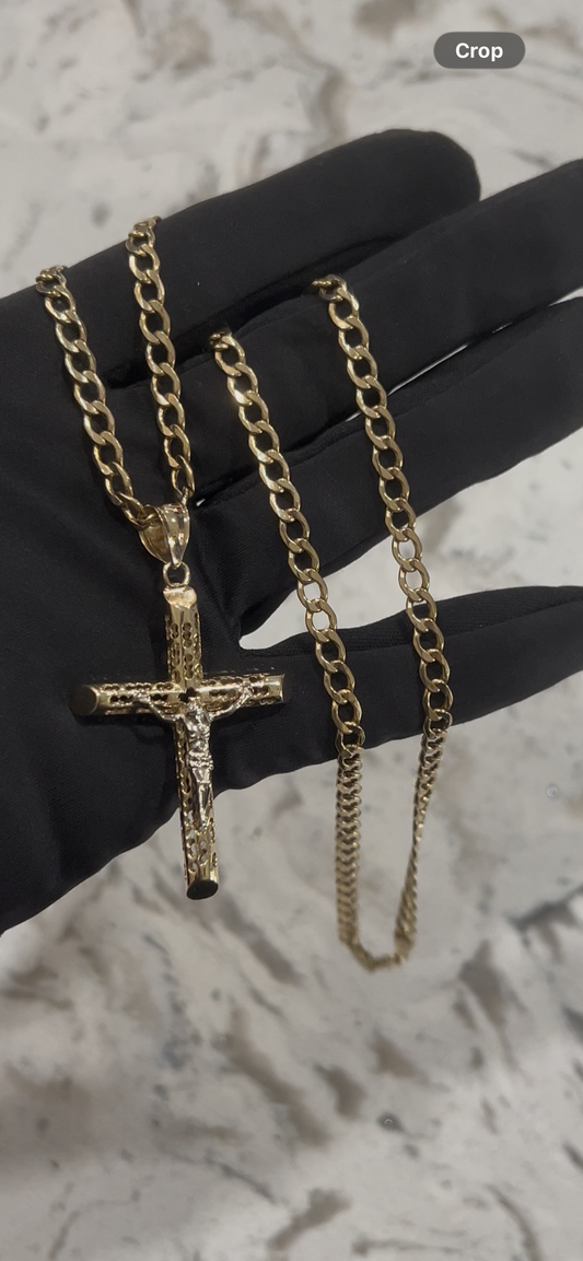 14k real gold cross Chainset