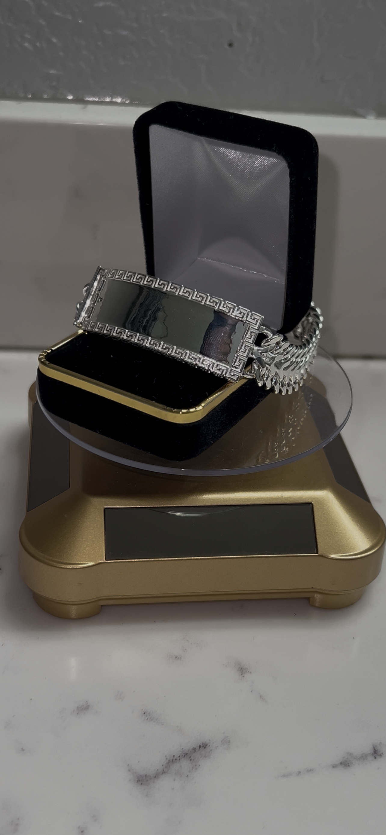 Versace style real silver ID bracelet