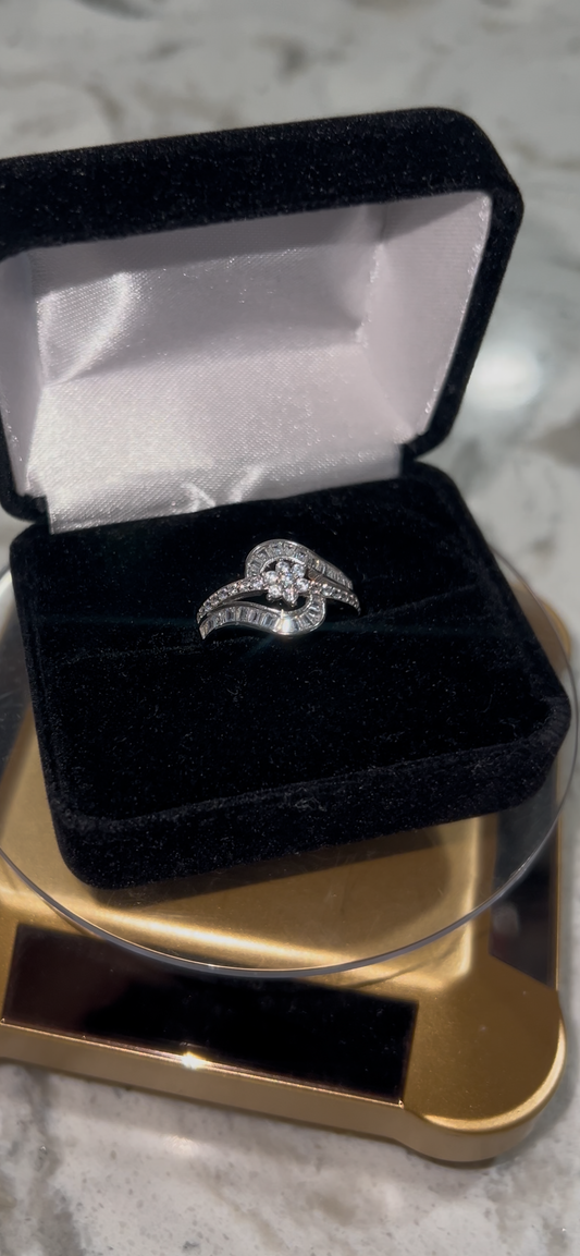 Real silver flower ring