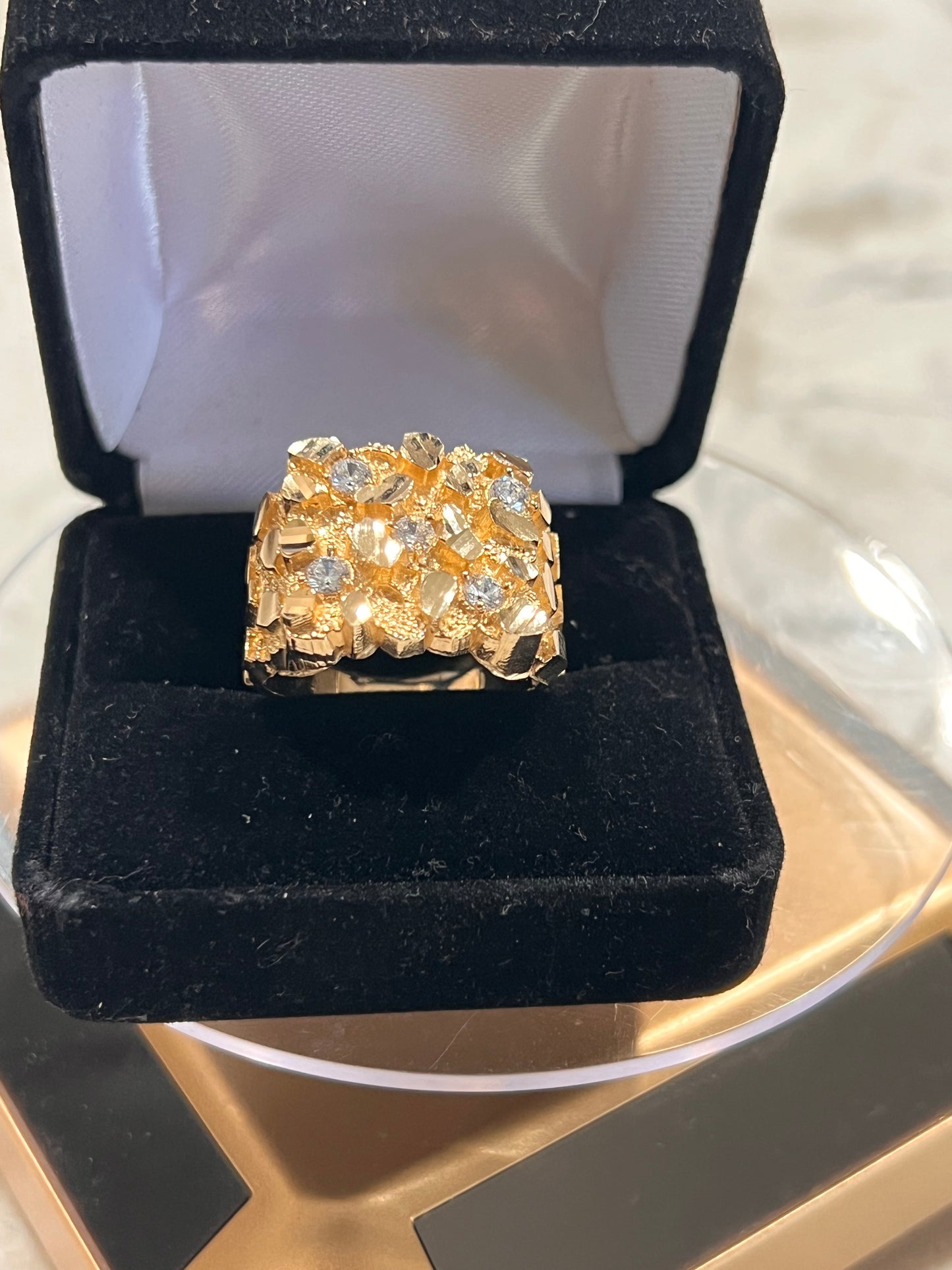 Chunky 14k real gold nugget ring
