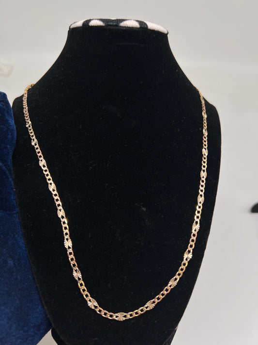 14k real gold cuban Valentino mix chain