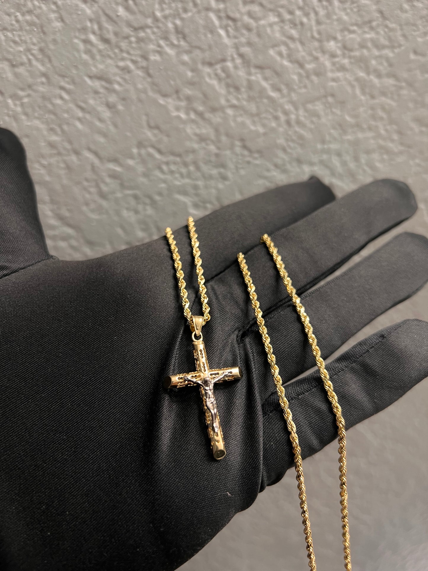 14k real gold cross chainset