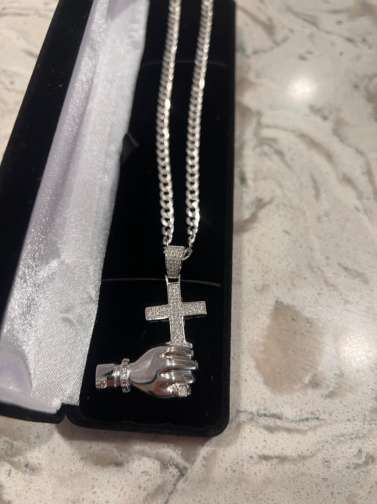 Real silver hand cross set