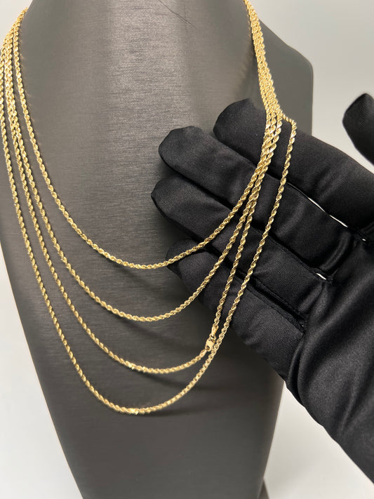 2mm 14k real gold rope chains