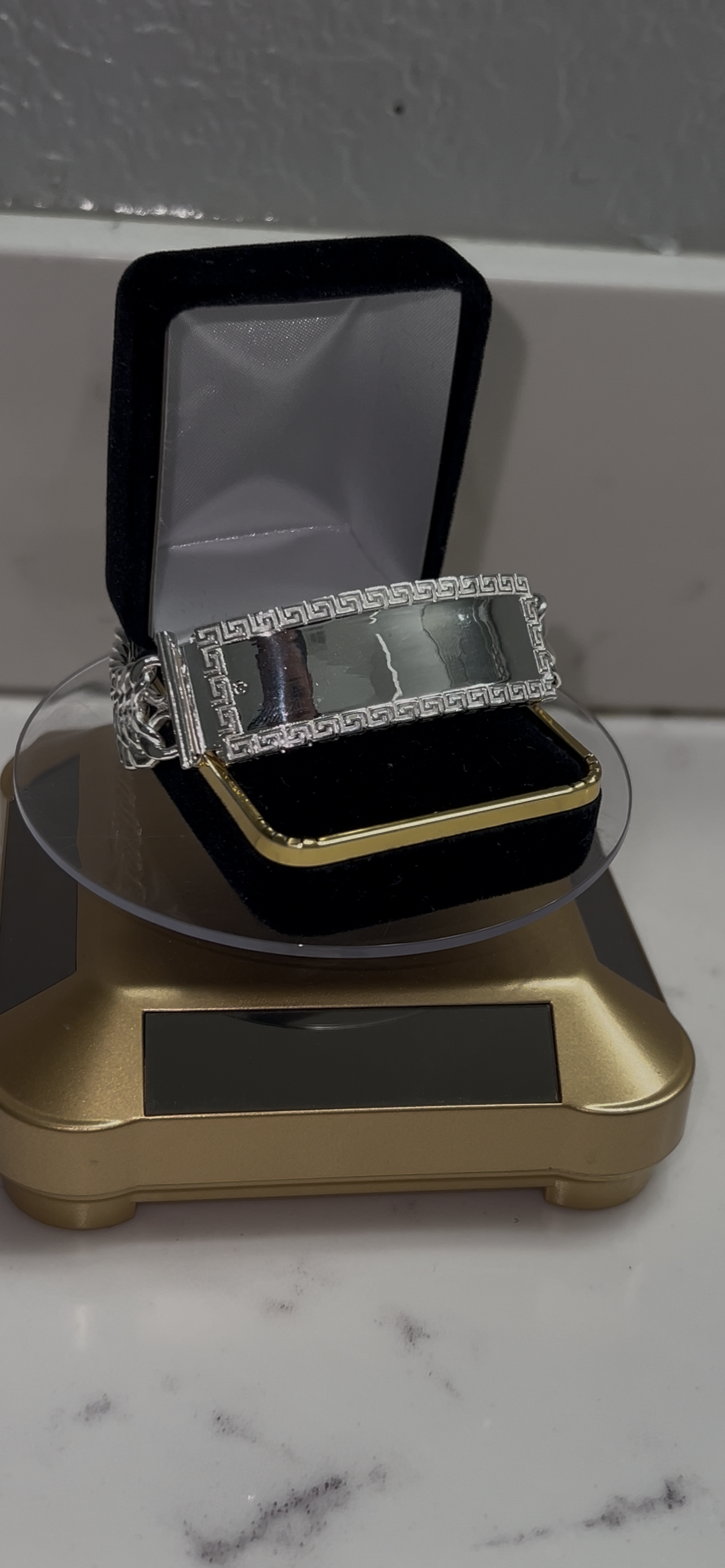 Versace style real silver ID bracelet