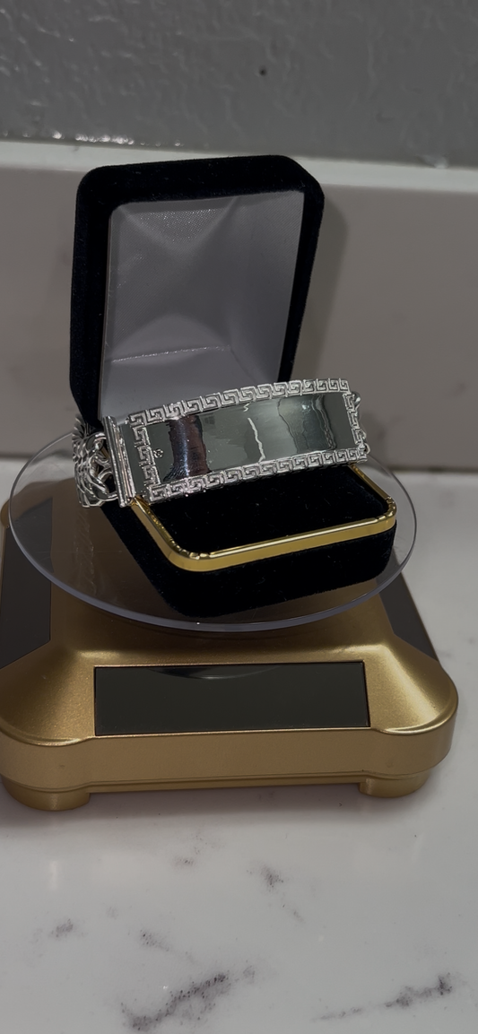 Versace style real silver ID bracelet