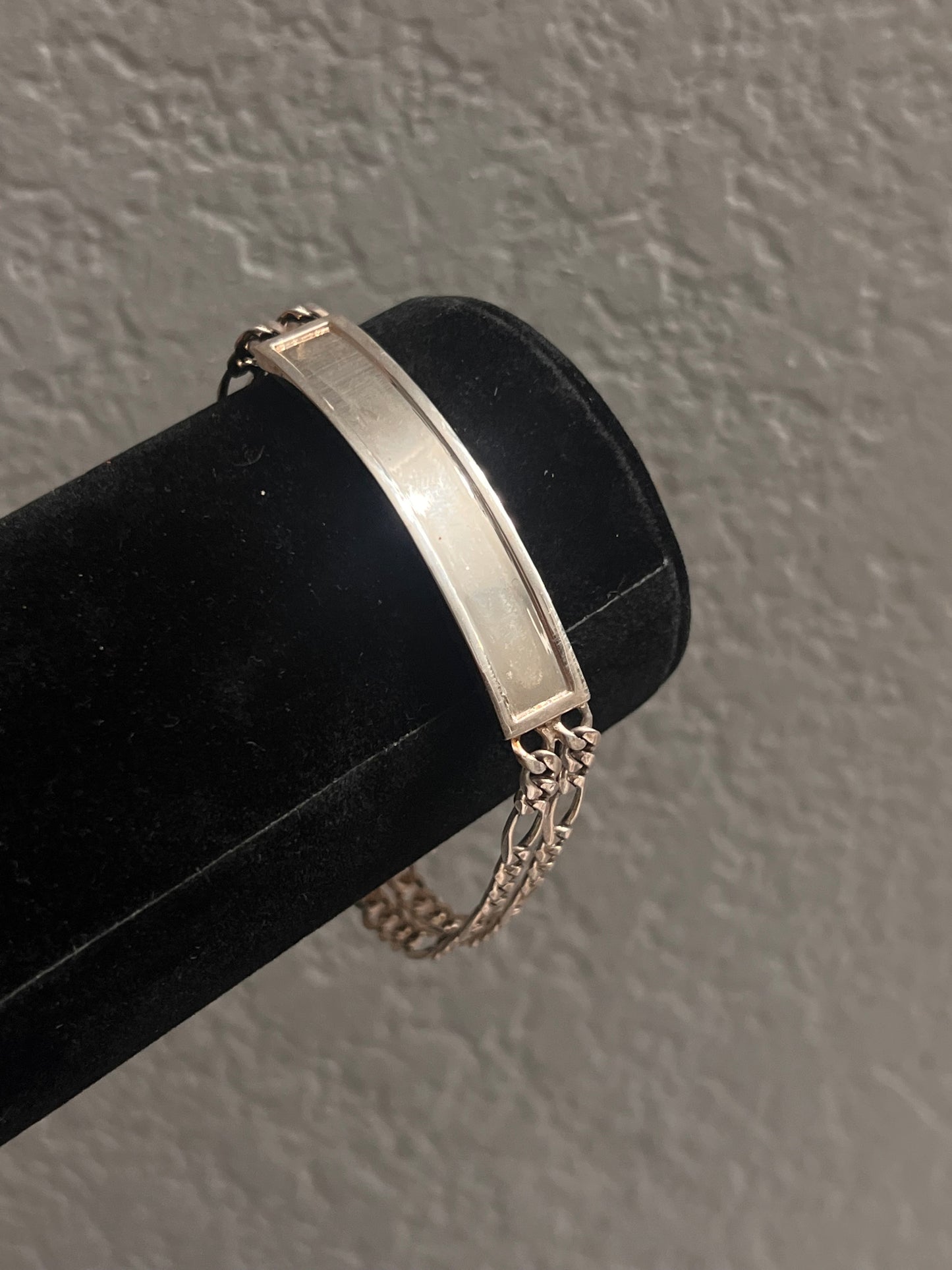Real silver Id Bracelet 2 row figaro