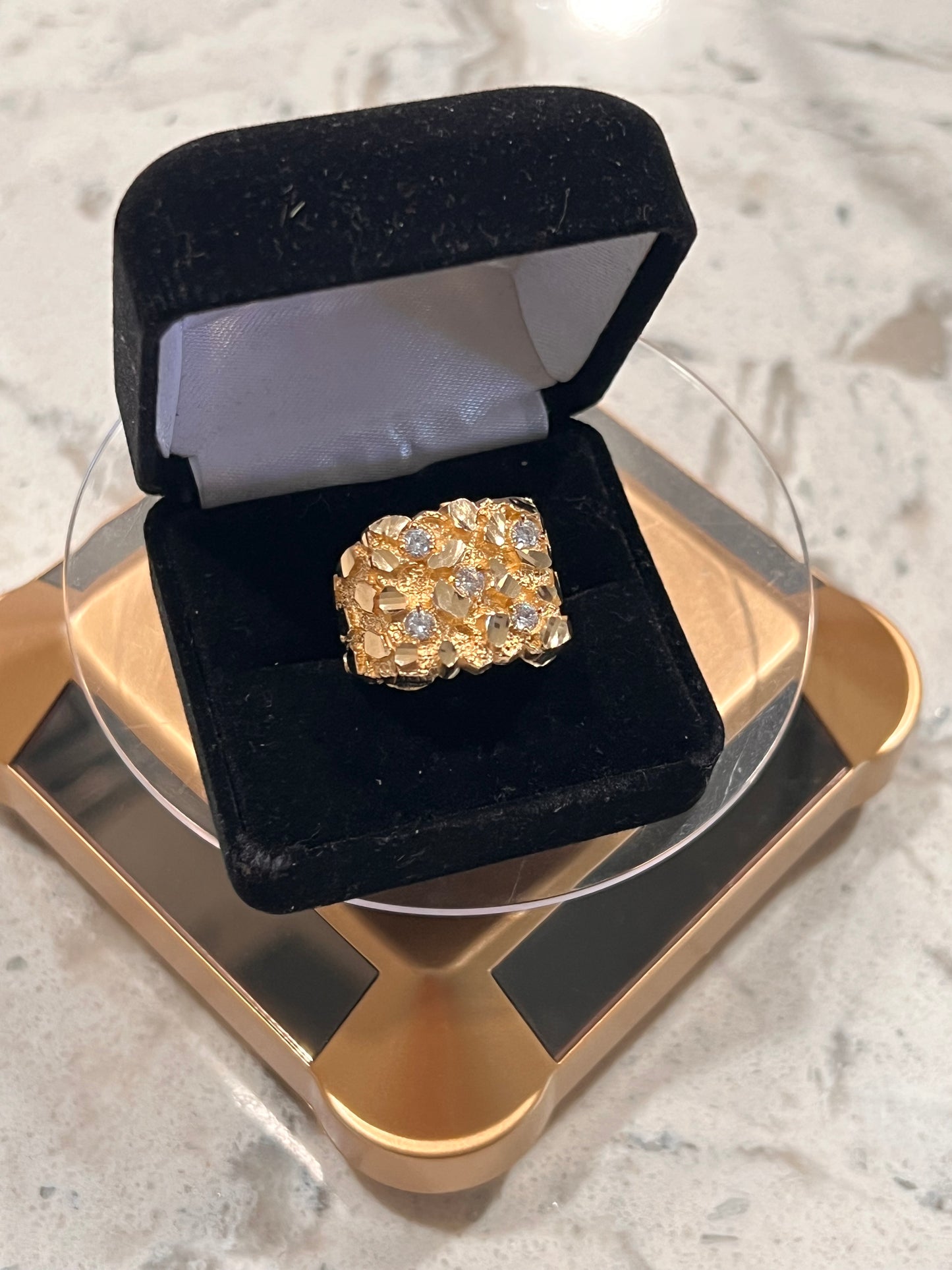 Chunky 14k real gold nugget ring