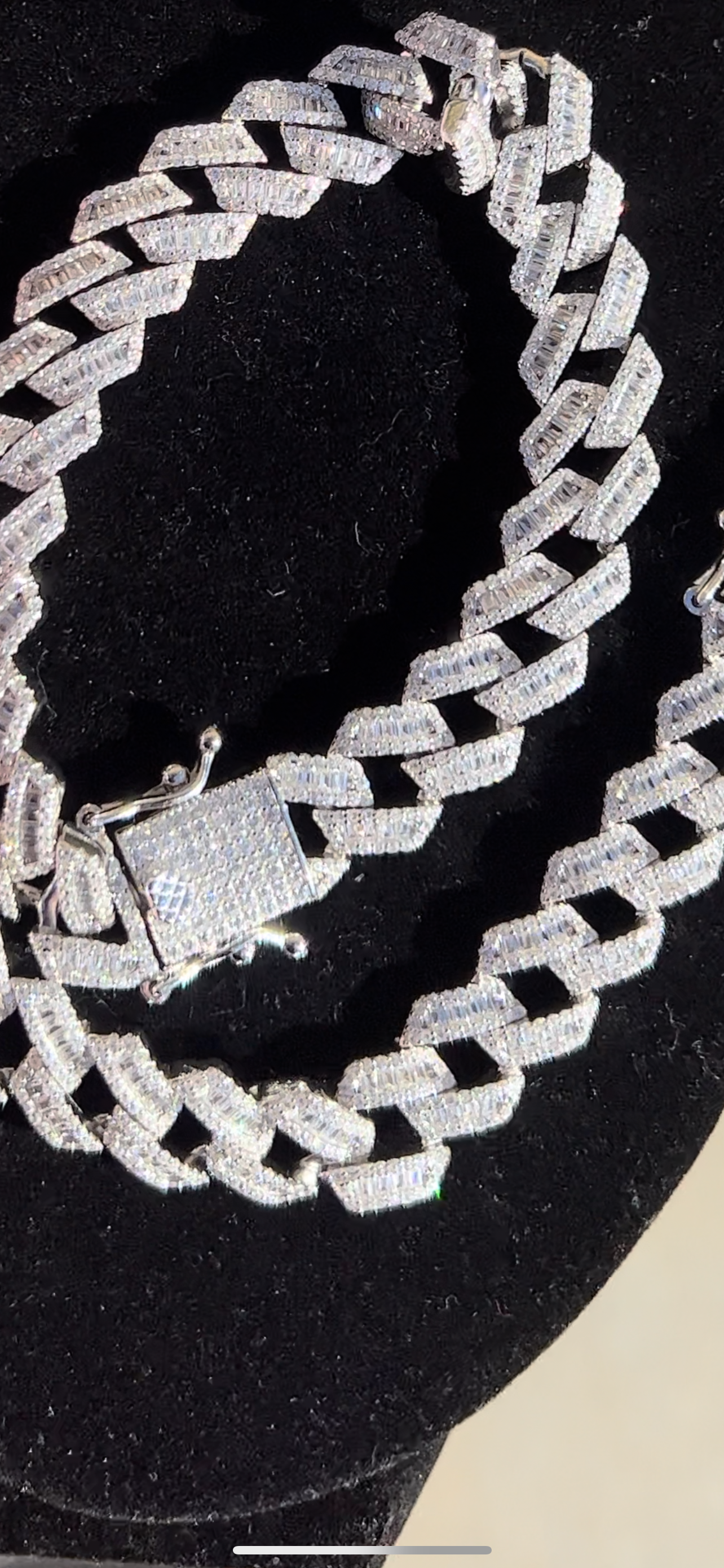 8mm baguette flooded cuban Chain real silver set with bracelet