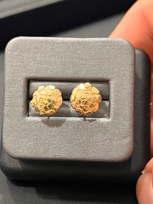 10k real gold medium nugget earrings
