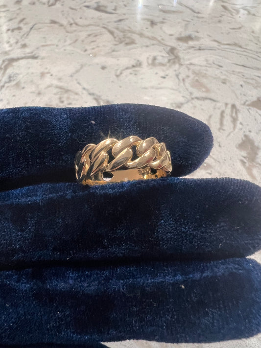 14k real gold cuban link ring