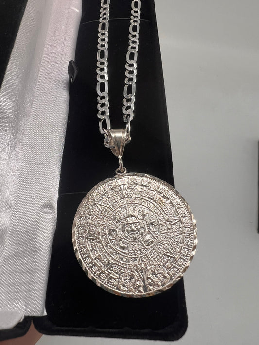 Large Aztec calendar real silver