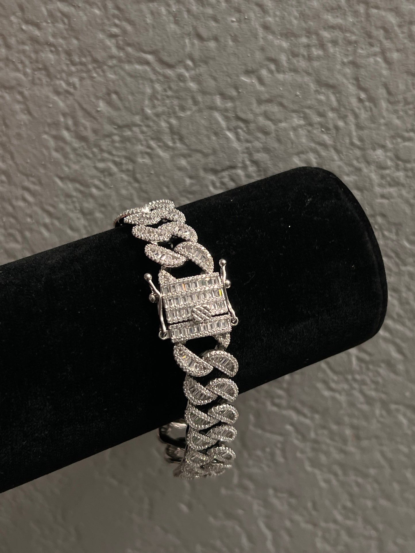 Real silver iced Cuban bracelet