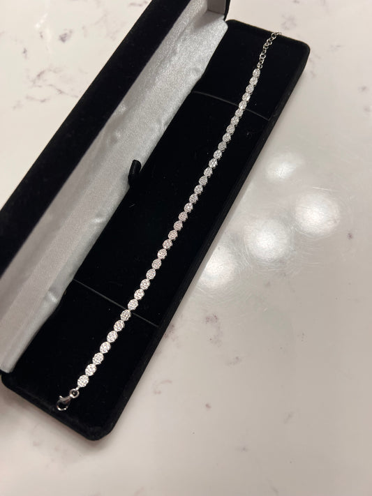 Real silver iced oval bracelet