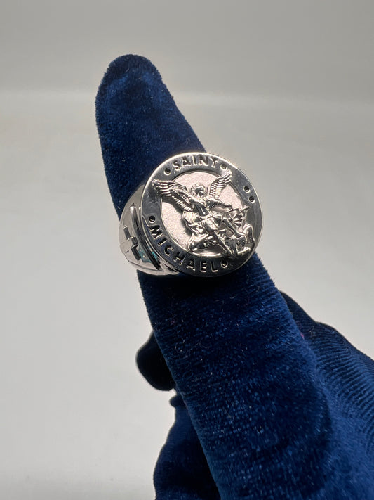 Saint Michael ring real silver