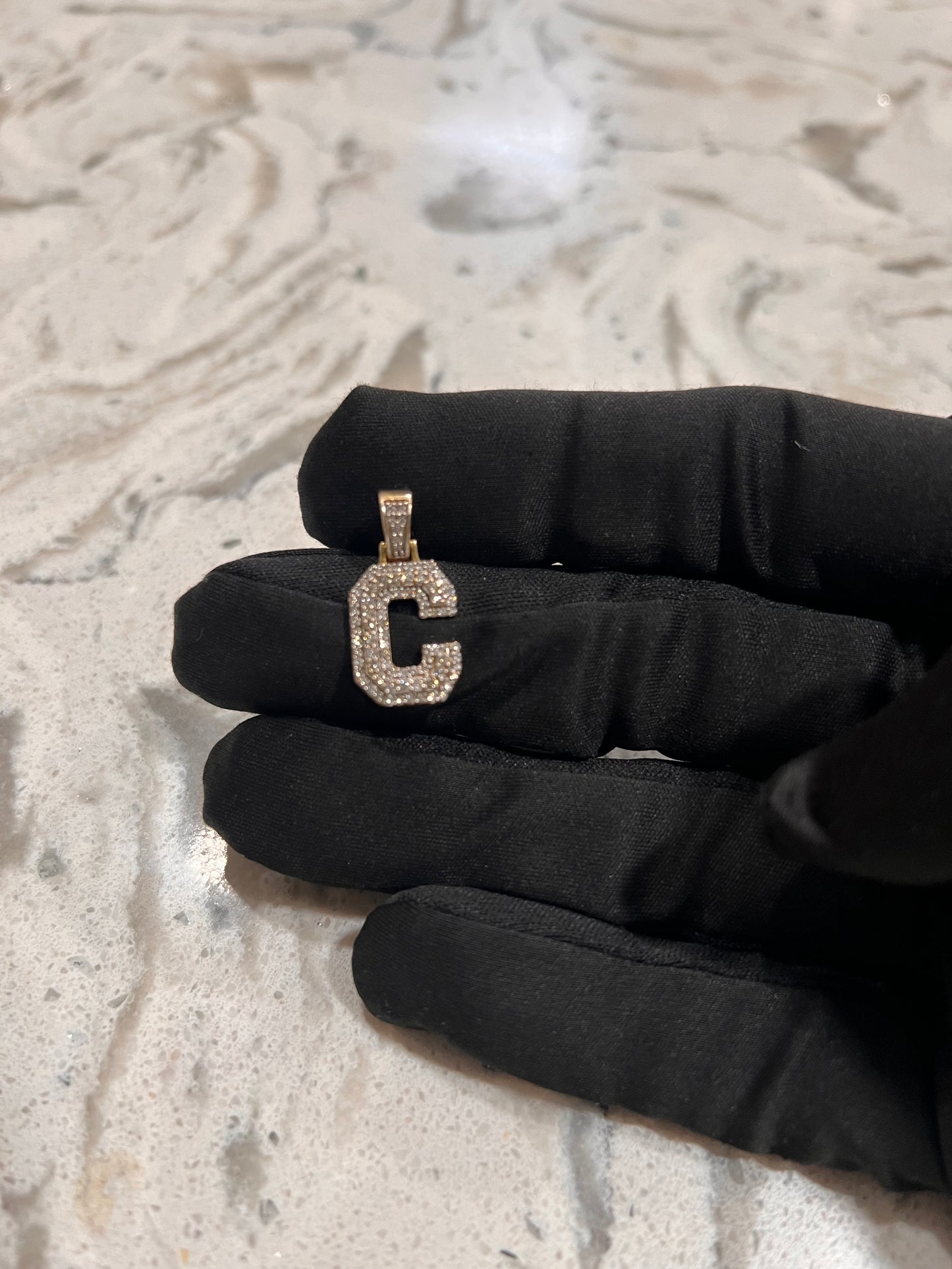 10k real diamond initial pendant
