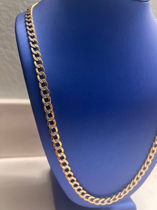 14k gold diamond cut cuban chain 5mm