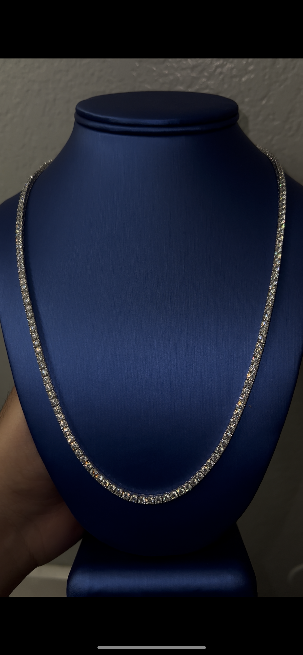 Real silver tennis necklace 3.5mm 22inch