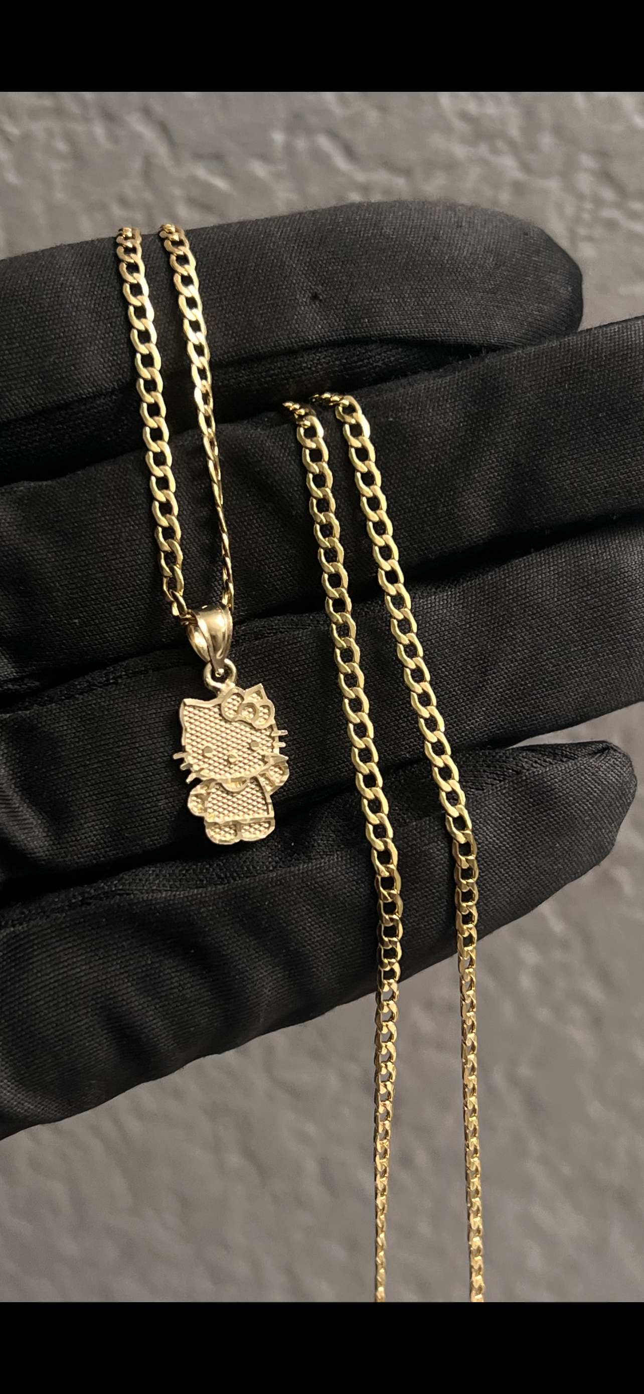 Full body hello kitty 14k real gold chains get