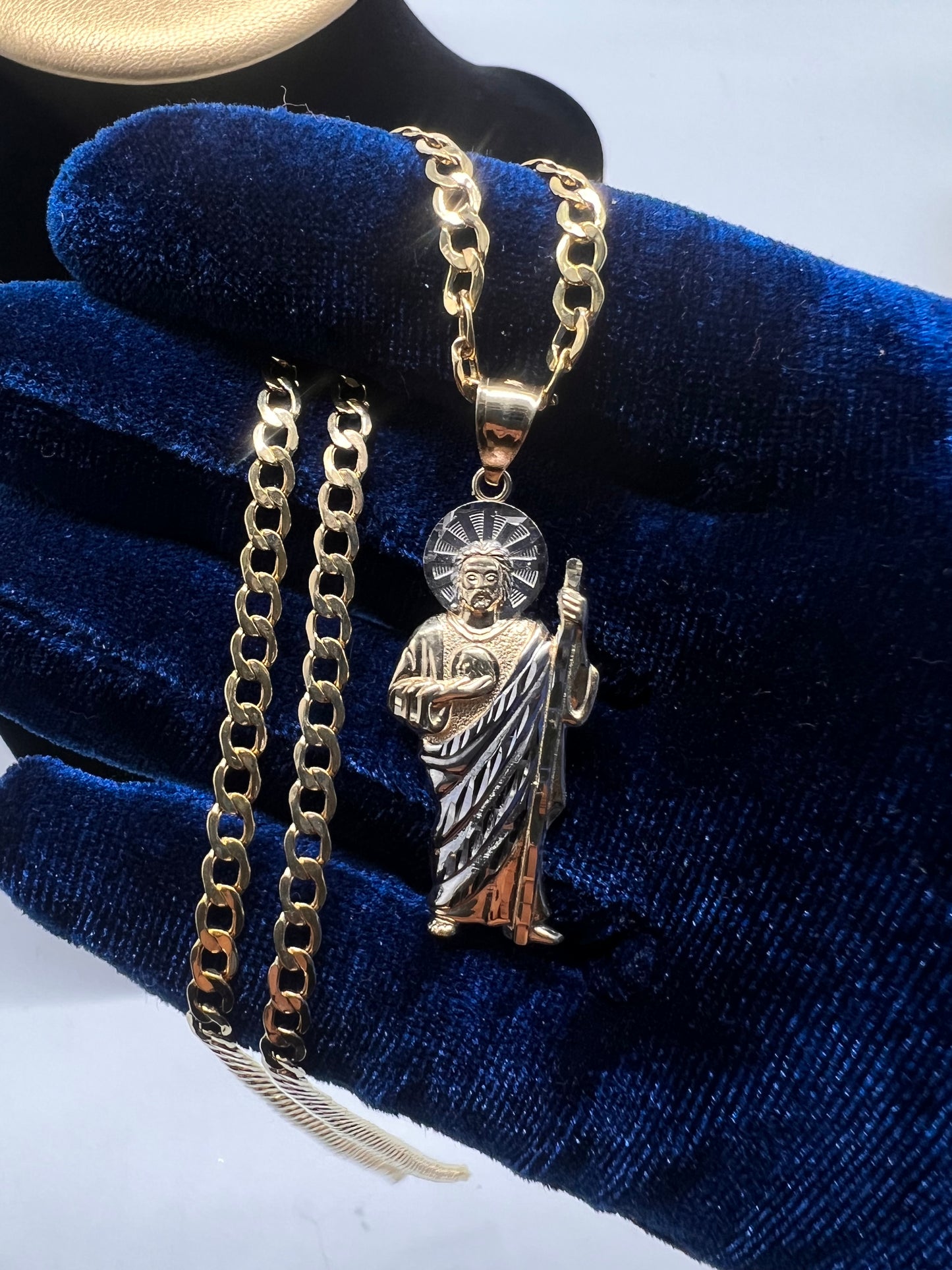 14k real gold San Judas two tone