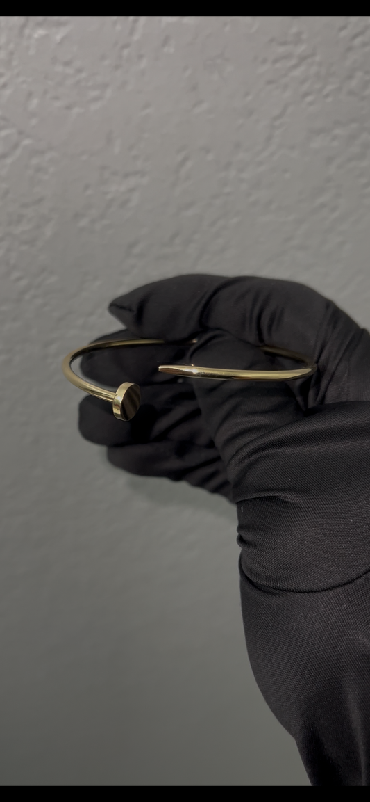 Nail bangle 14k real gold