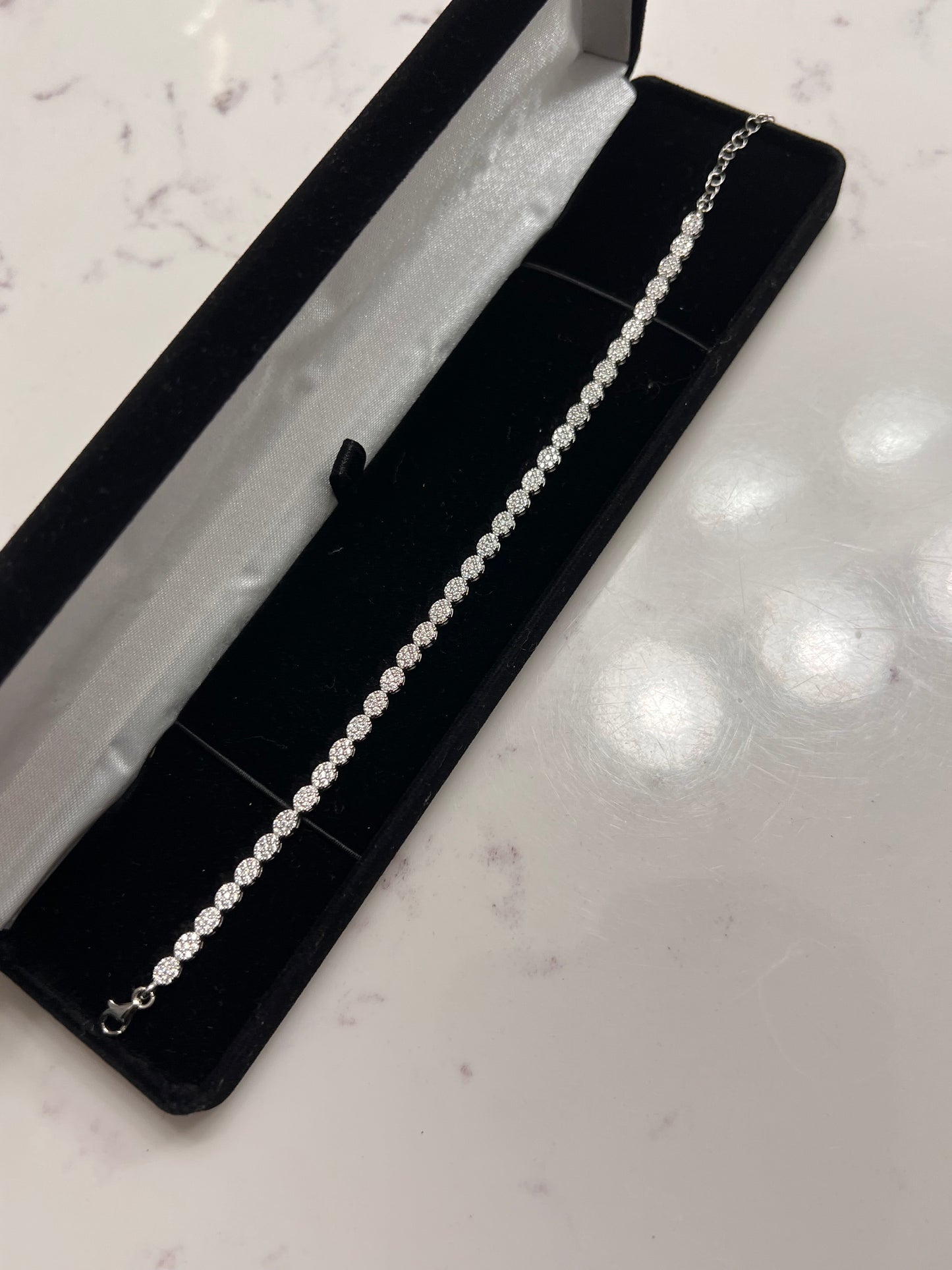 Real silver iced oval bracelet