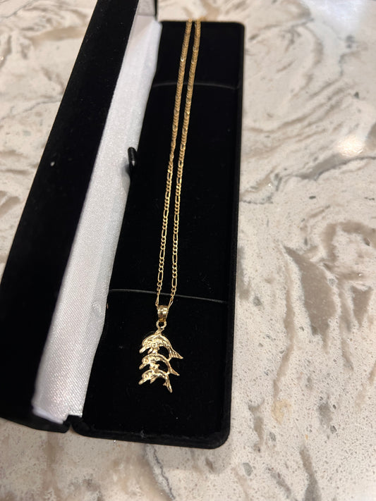 14k real gold dolphin set
