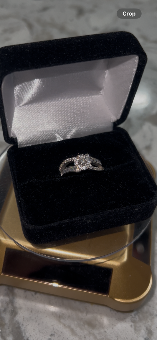 Real silver flower ring