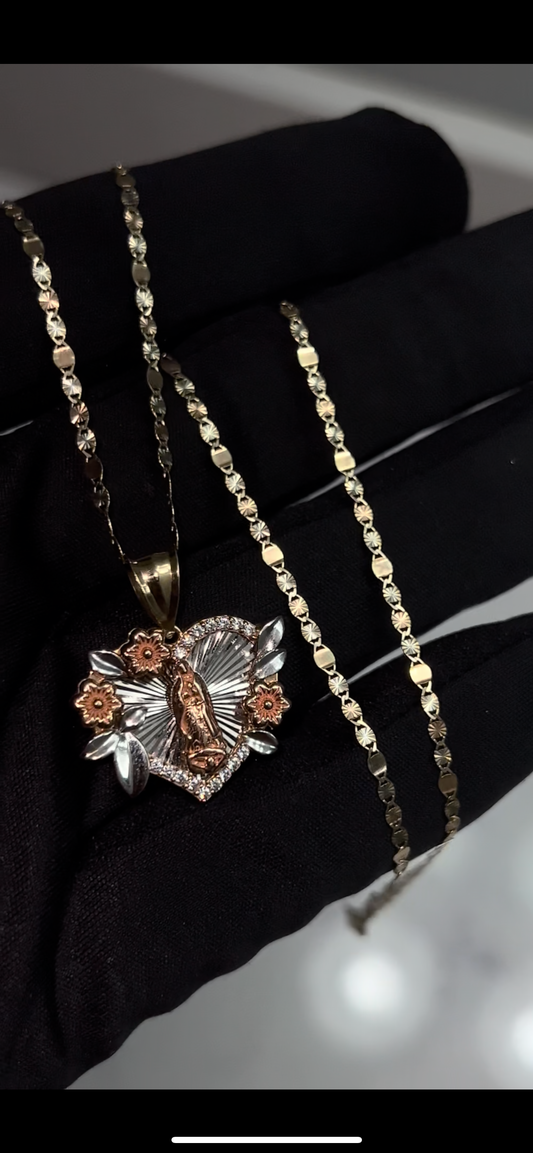 14k real gold virgen Mary chainset😍