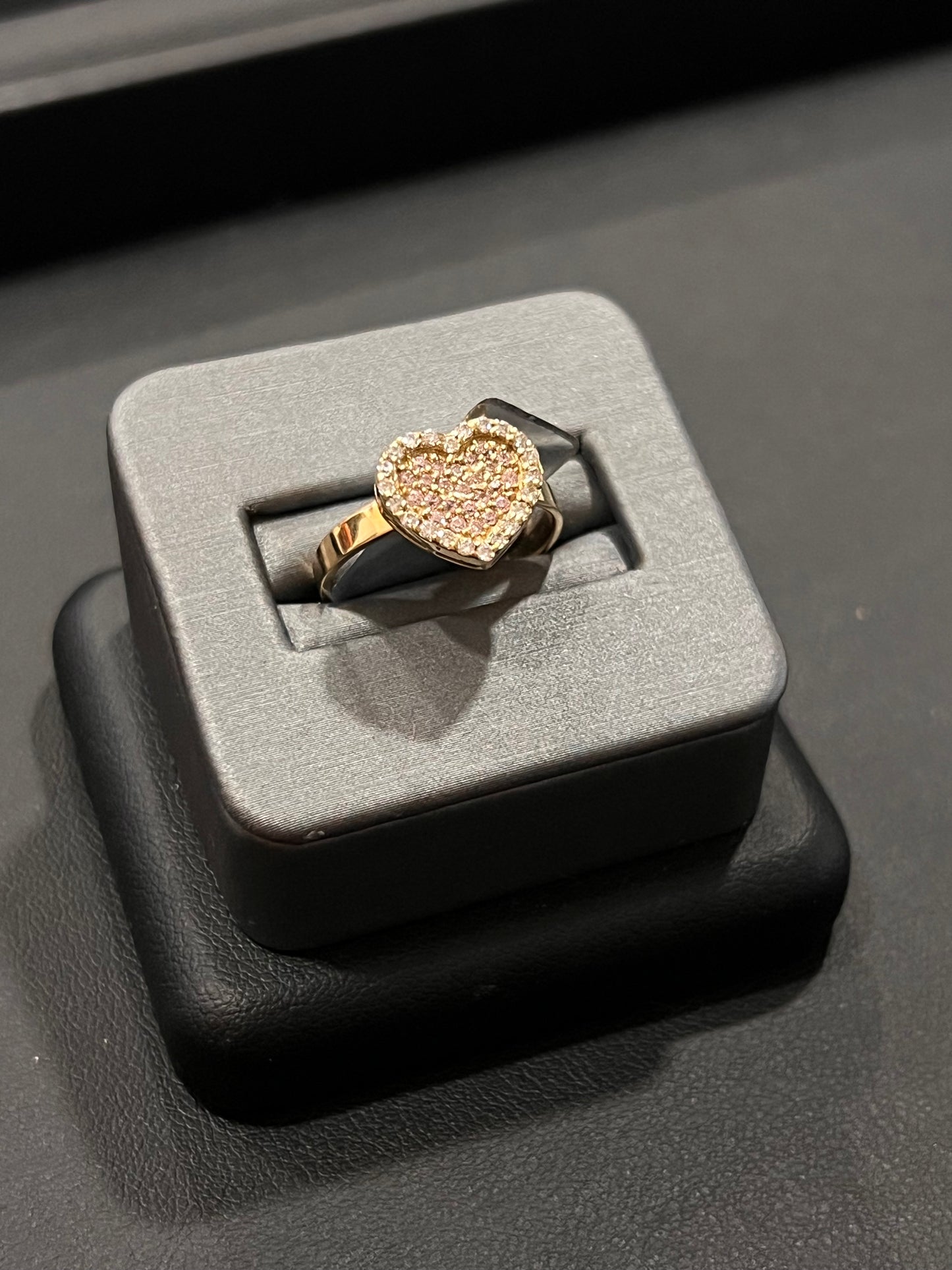 10k real gold pink heart ring