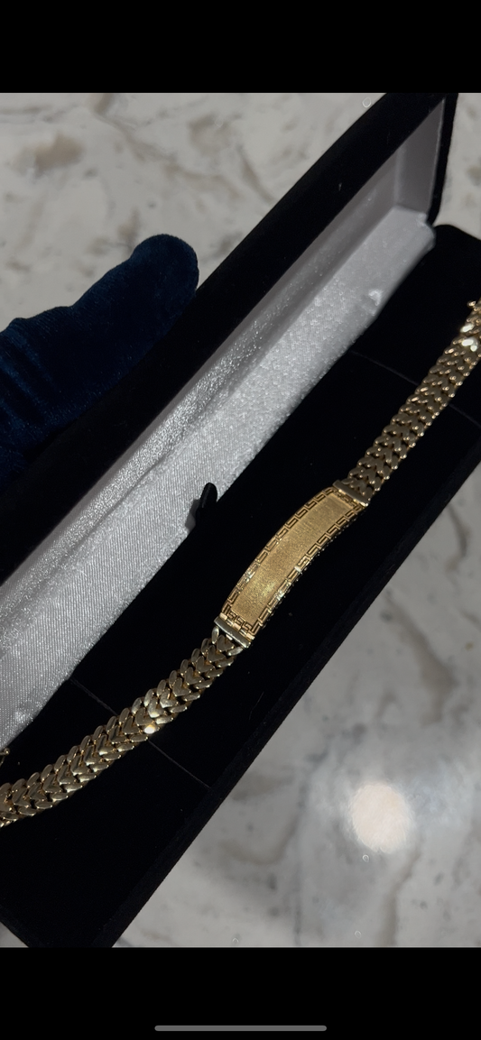 14k real gold id bracelet Versace design