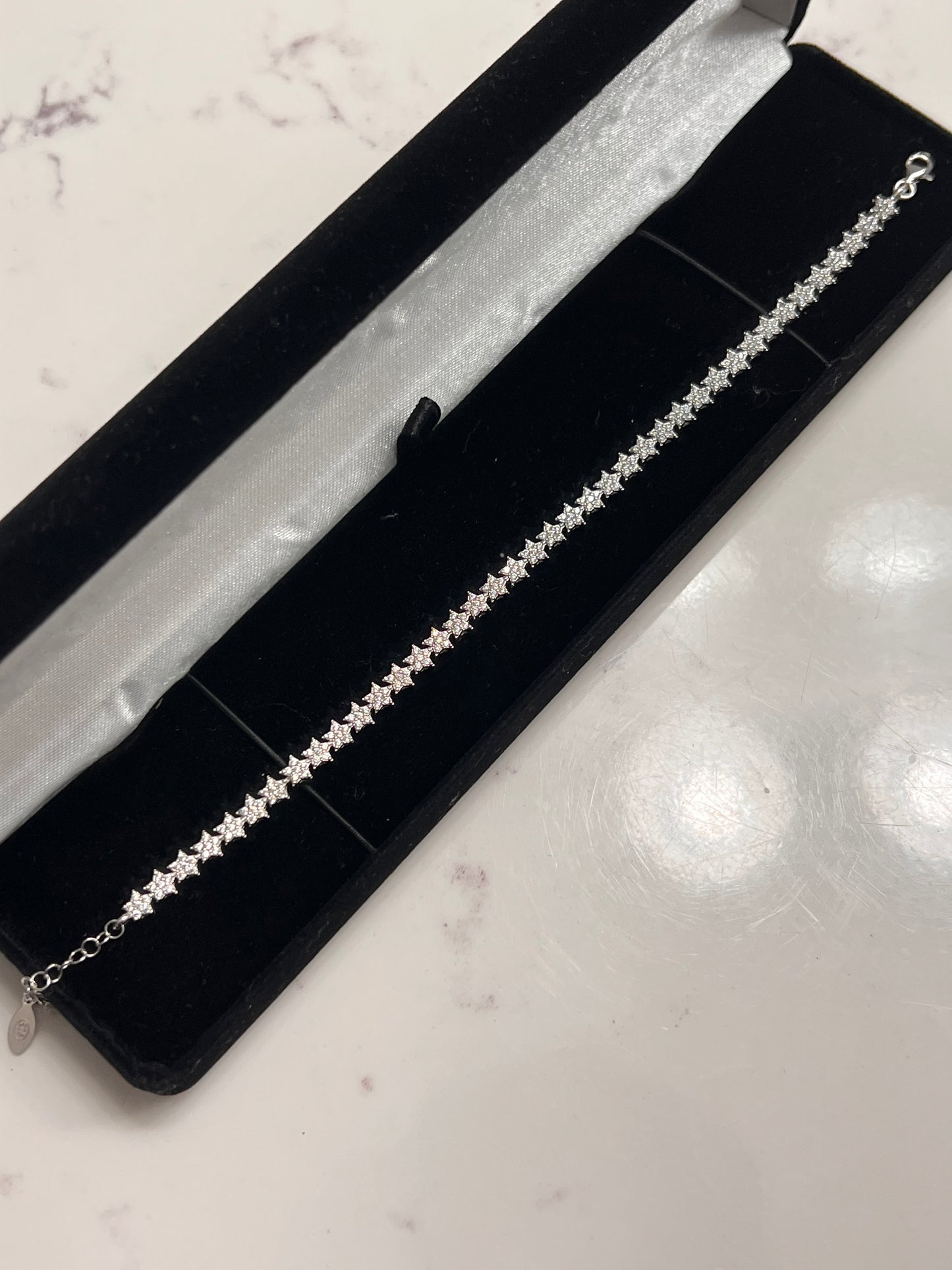 Real silver iced star bracelet