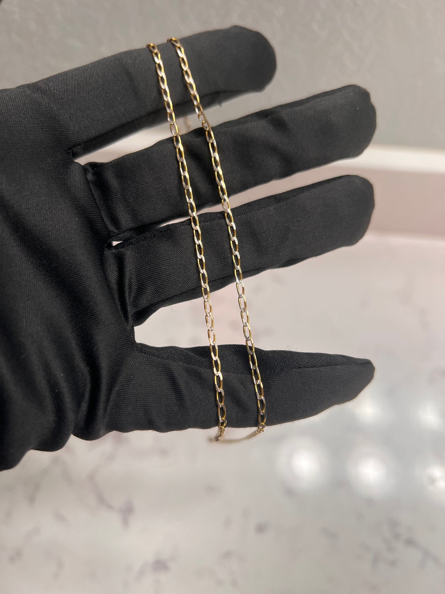 14k real gold solid unique link chain