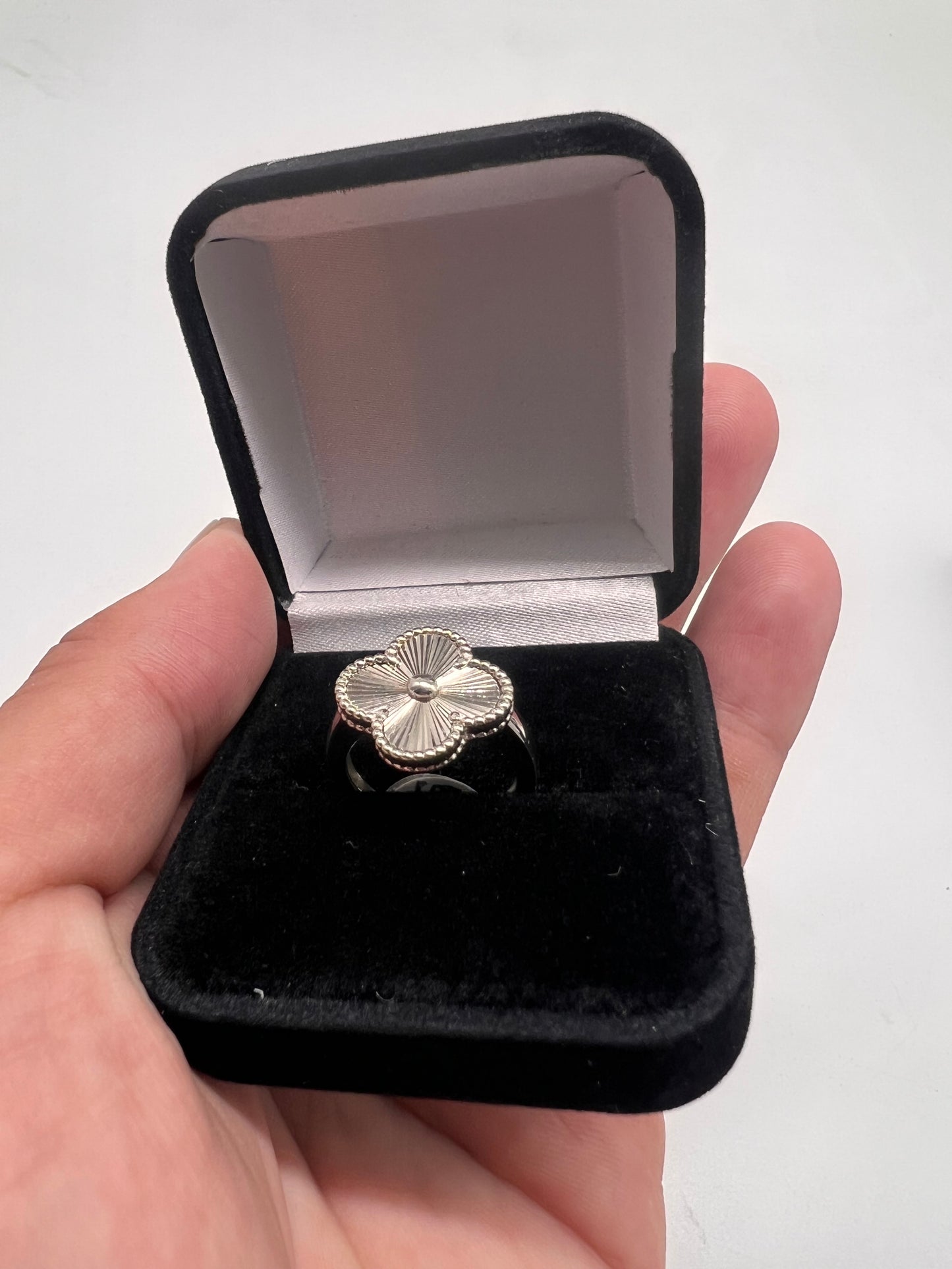 Real Silver clover ring