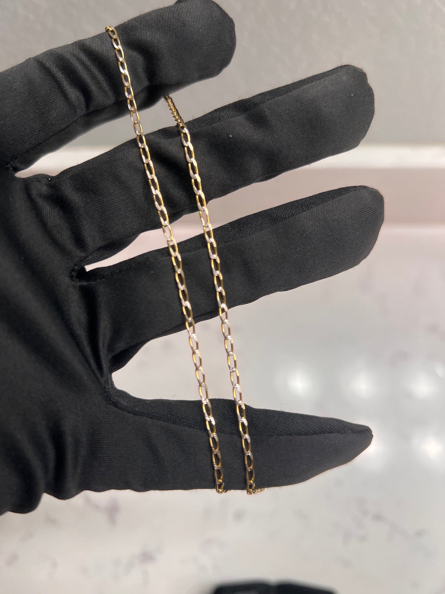 14k real gold solid unique link chain