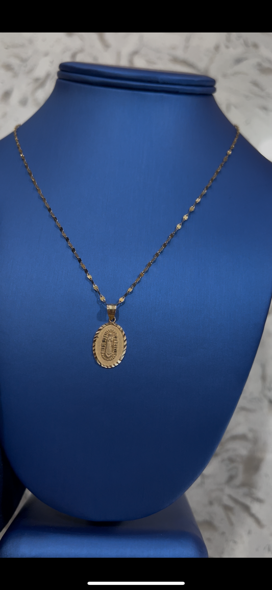 14k real gold virgen Mary set