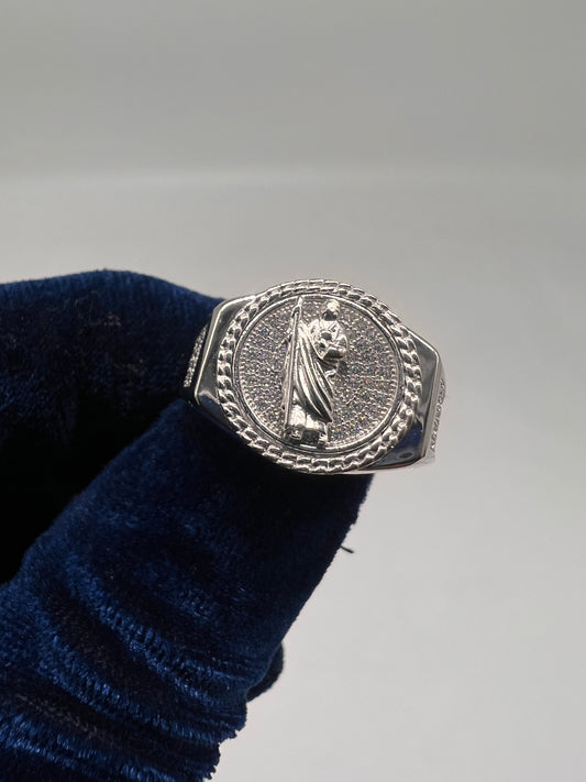 San Judas ring real silver