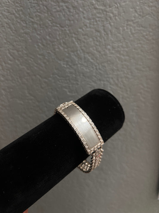 Versace style real silver ID bracelet