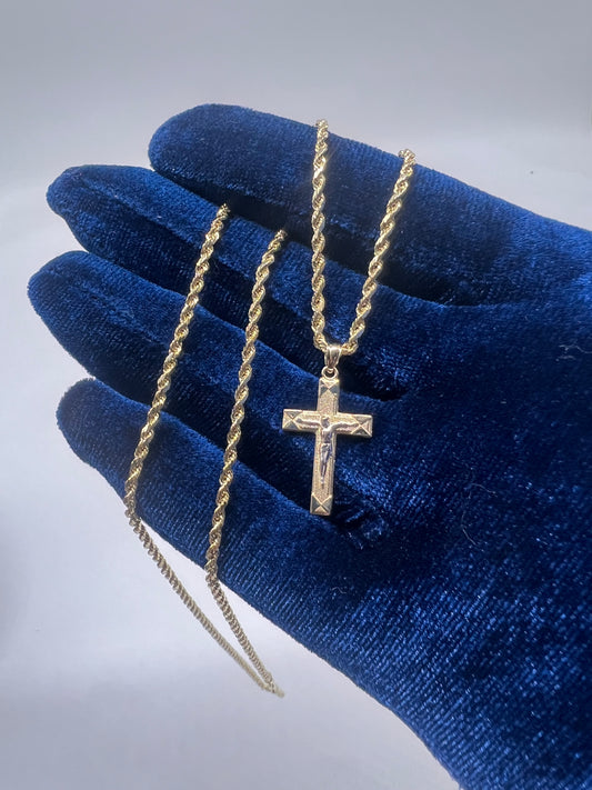 14k real gold small cross set