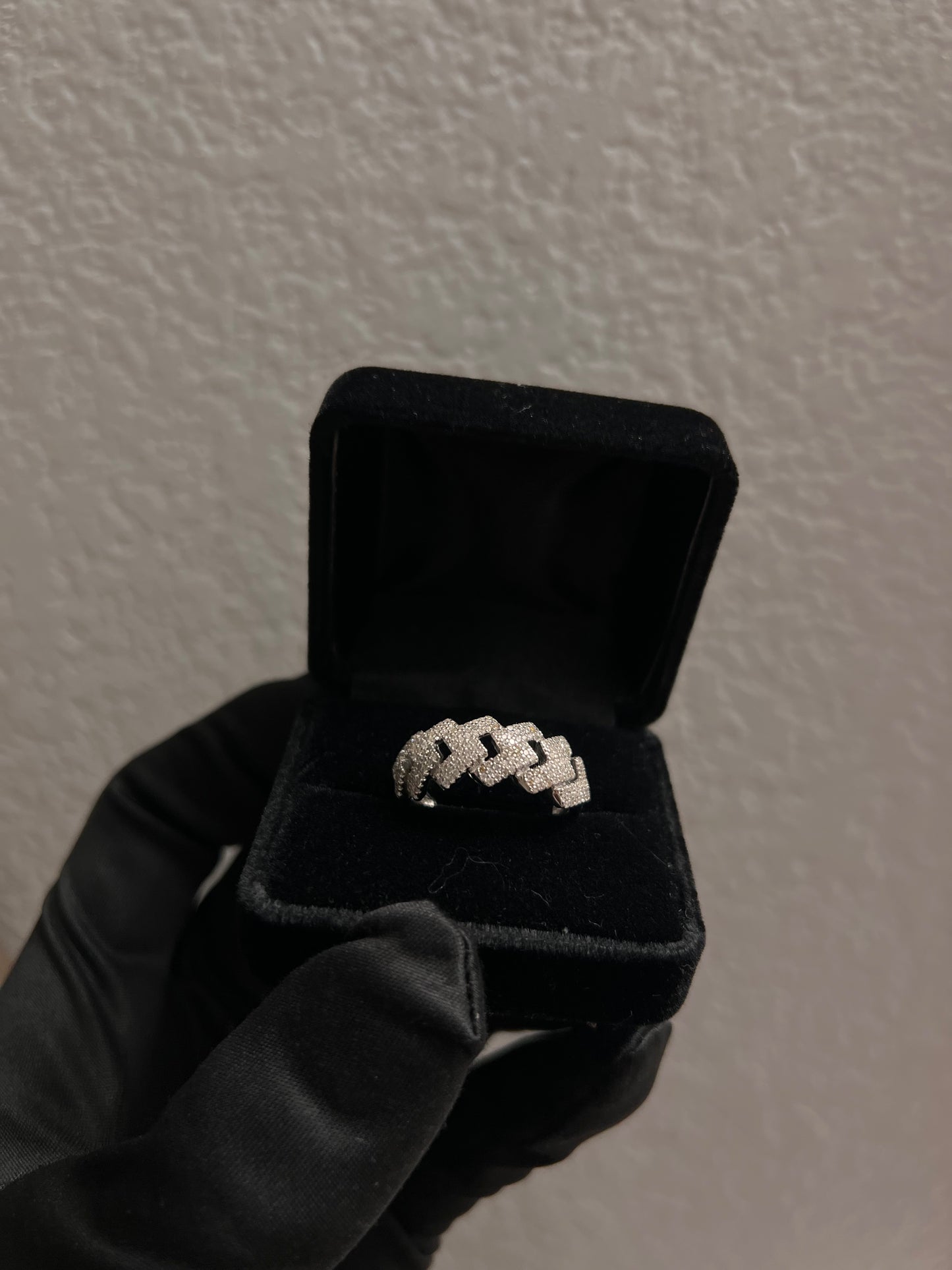 Real silver cuban ring prong set