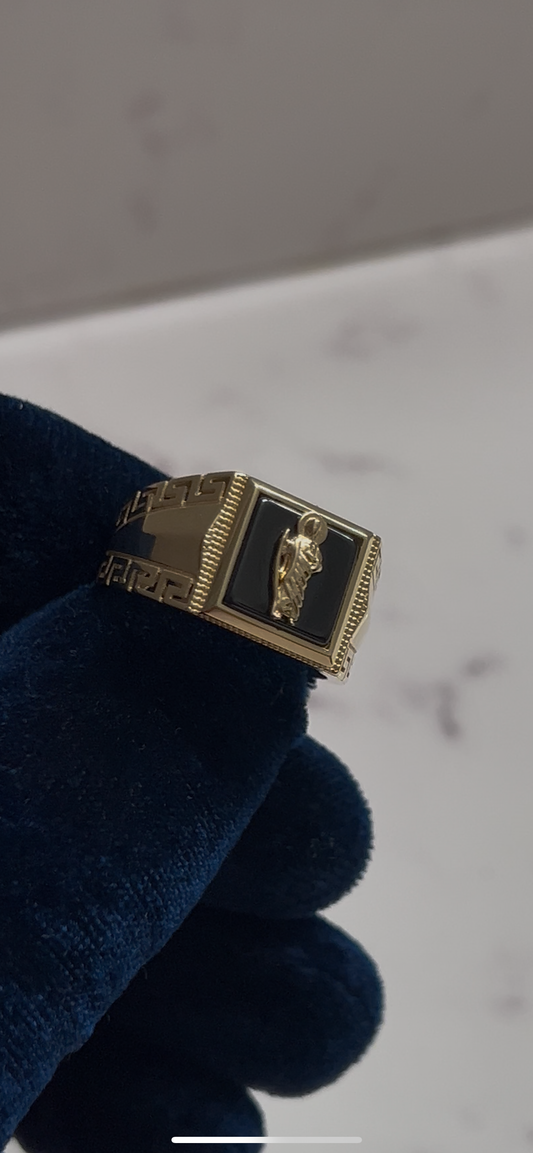 14k real gold San Judas ring w Versace sides