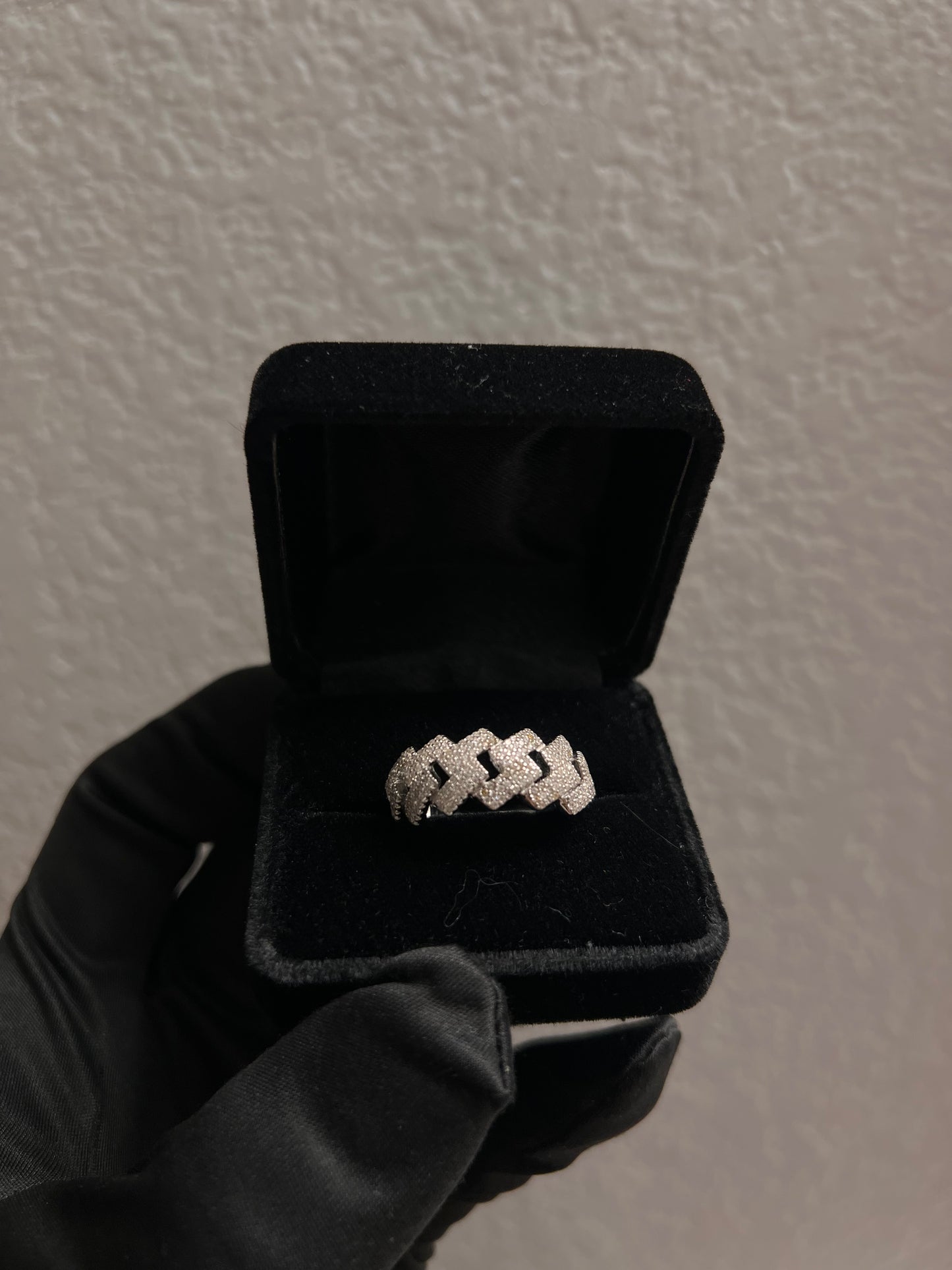 Real silver cuban ring prong set