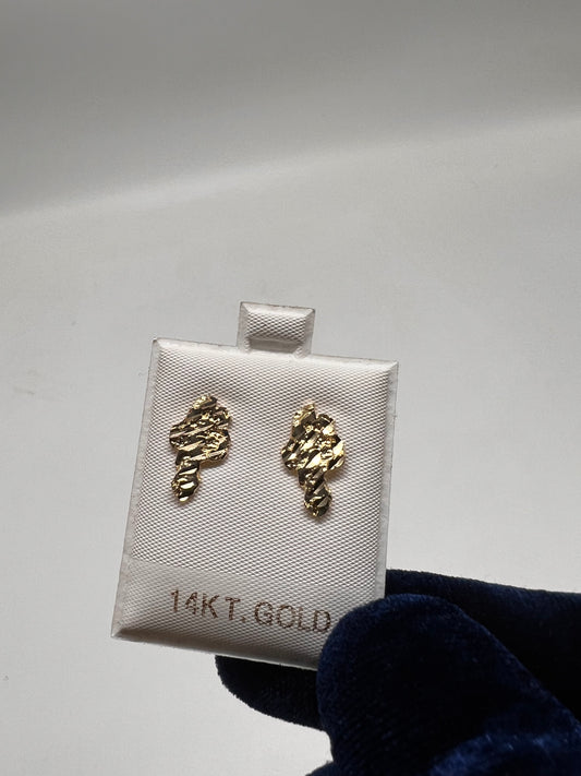 Nugget earrings 14k real gold