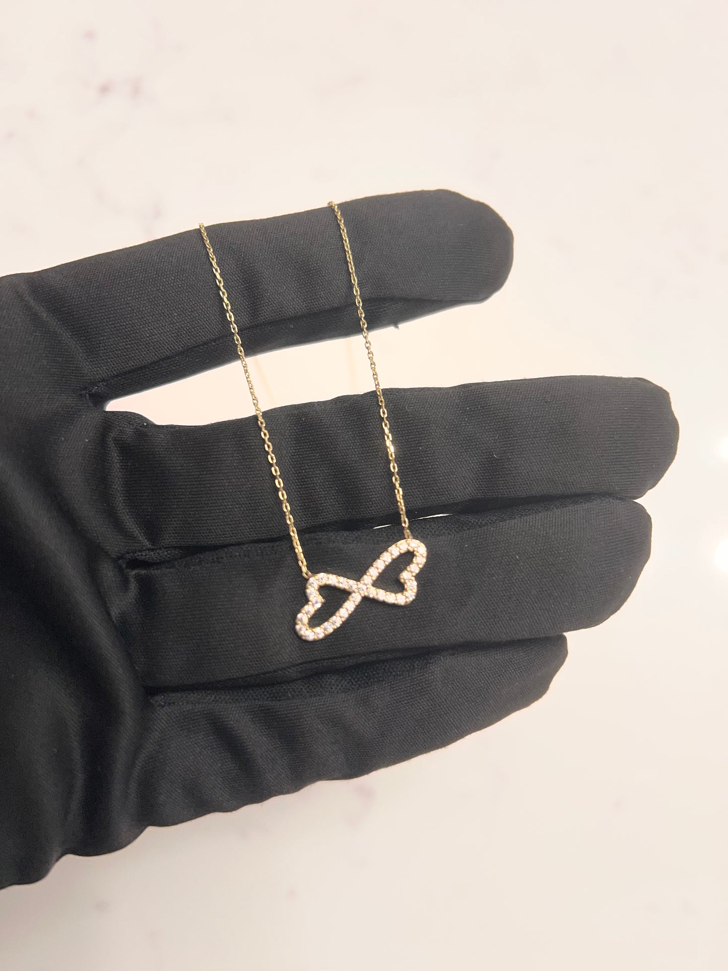 14k real gold infinity heart necklace
