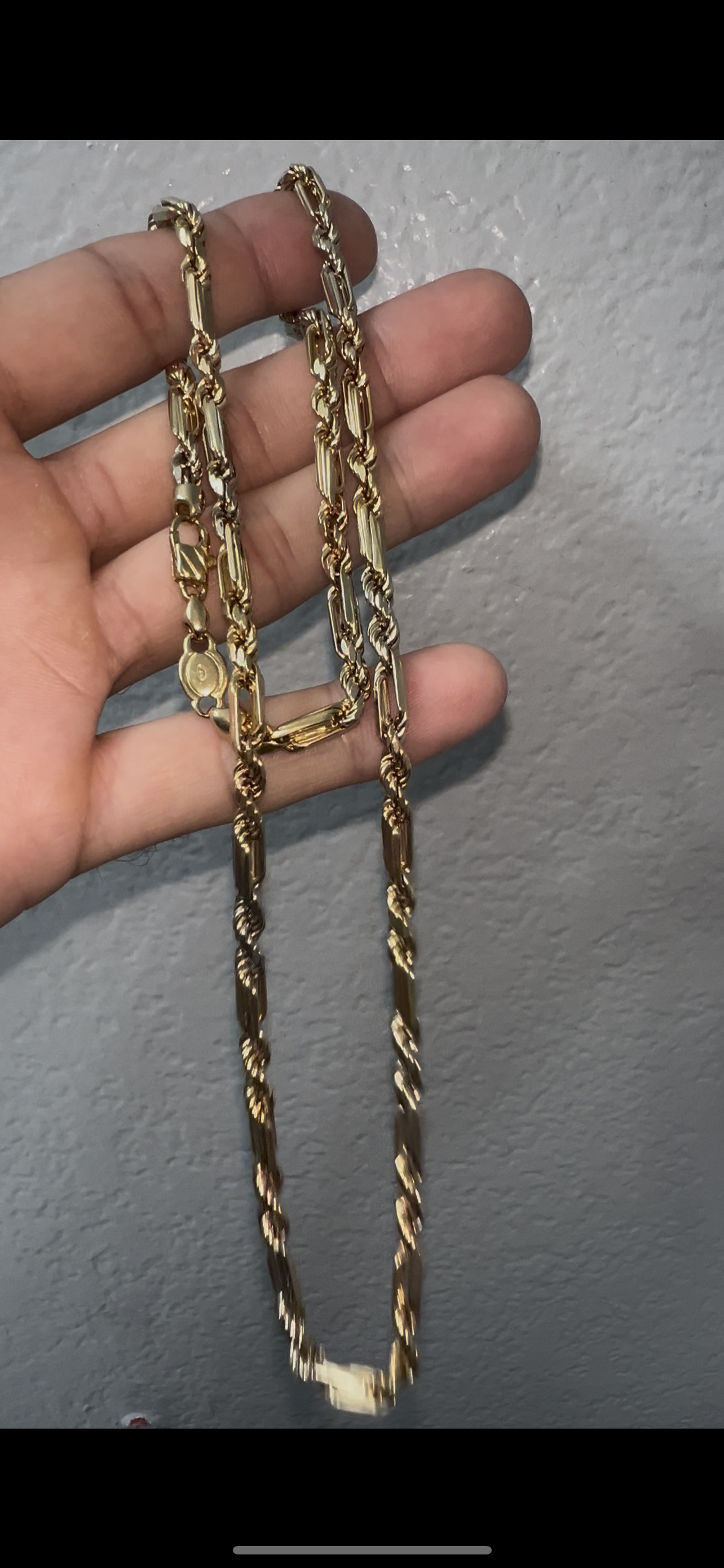 14k tri color Milano chain 5mm