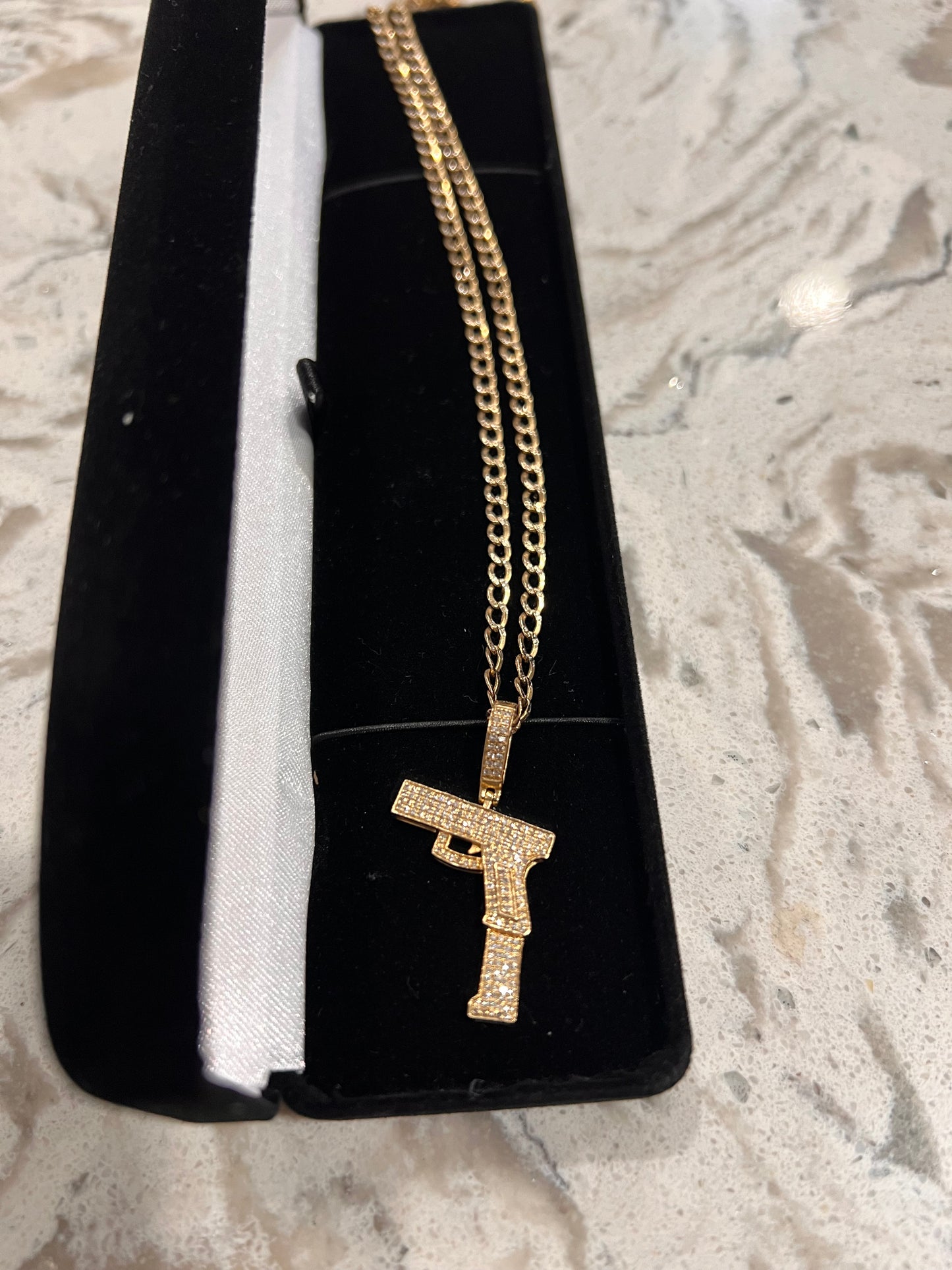 10k real gold diamond gun set