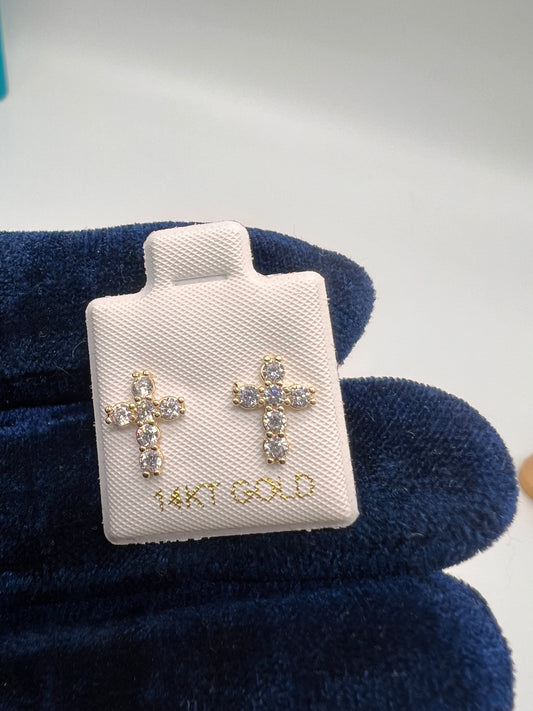 14k real gold Cross Earrings