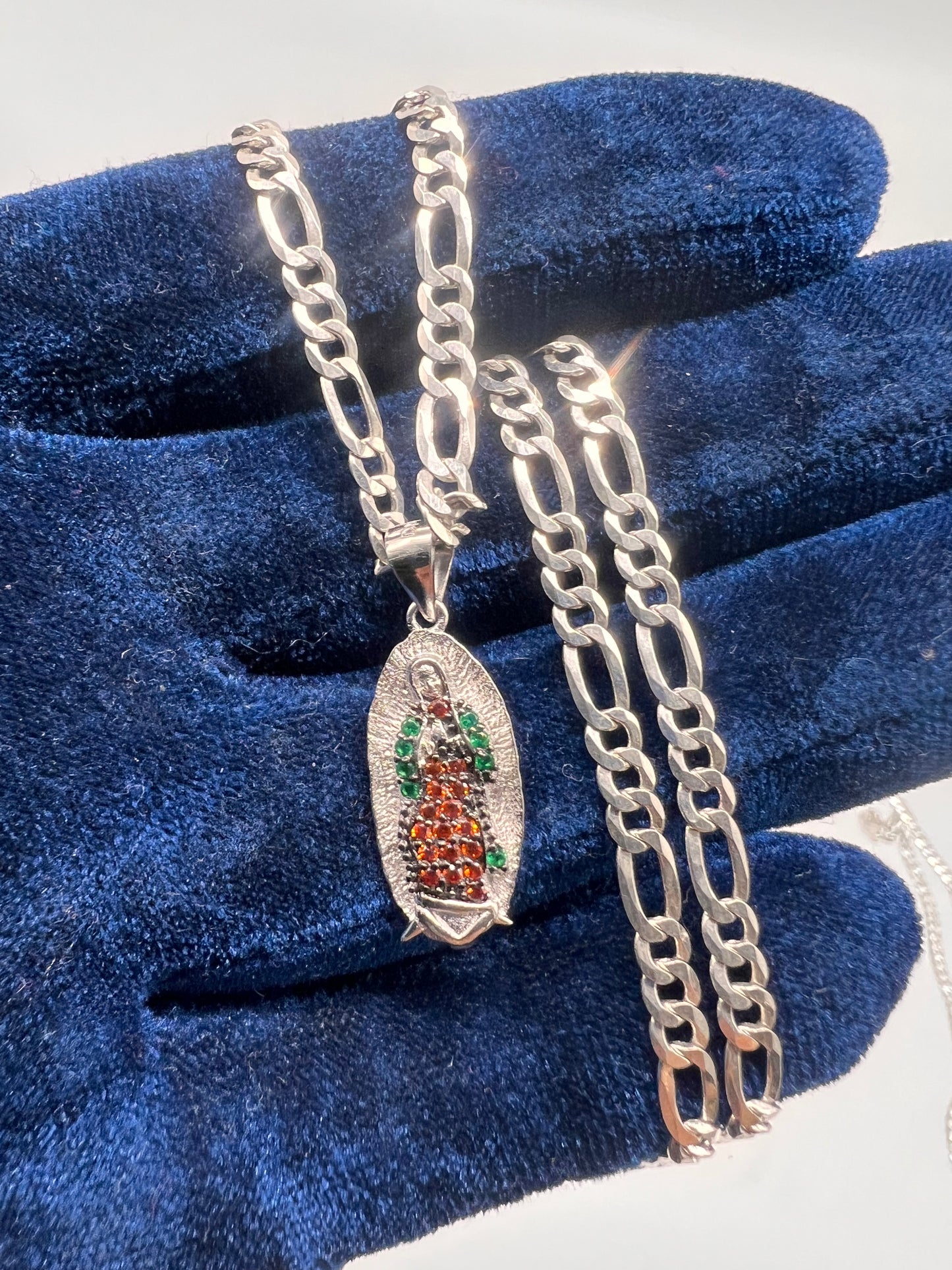 Small virgen Mary set real silver