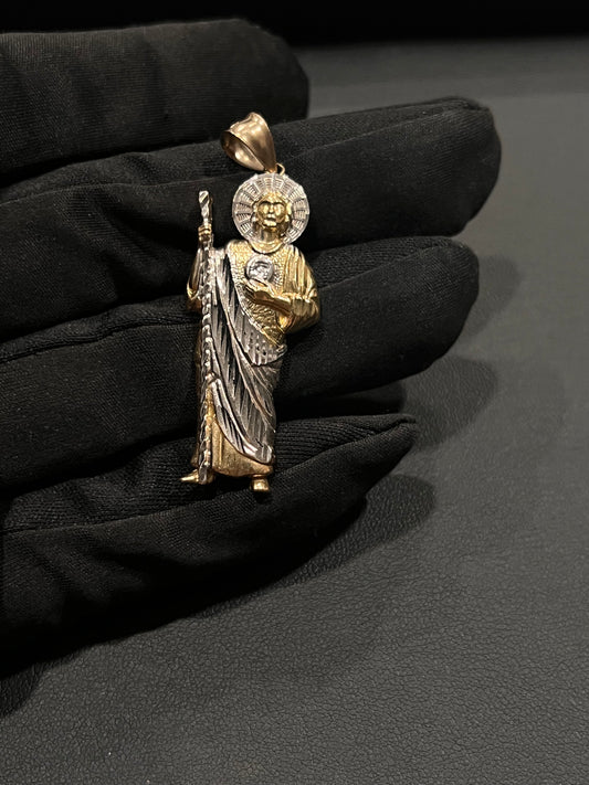 14k real gold two tone San Judas